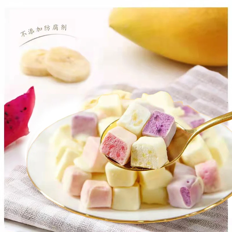 Freeze Dried Yogurt Fruit Block,Ready To Eat Fruit Snacks Strawberry Blueberry Mango Flavors High Nutrients FD Yogurt Block