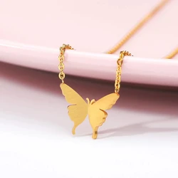Butterfly Choker Necklace for Women Stainless Steel Gold Color Neck Chains 2022 Fashion Jewelry Girls Gifts Wholesale