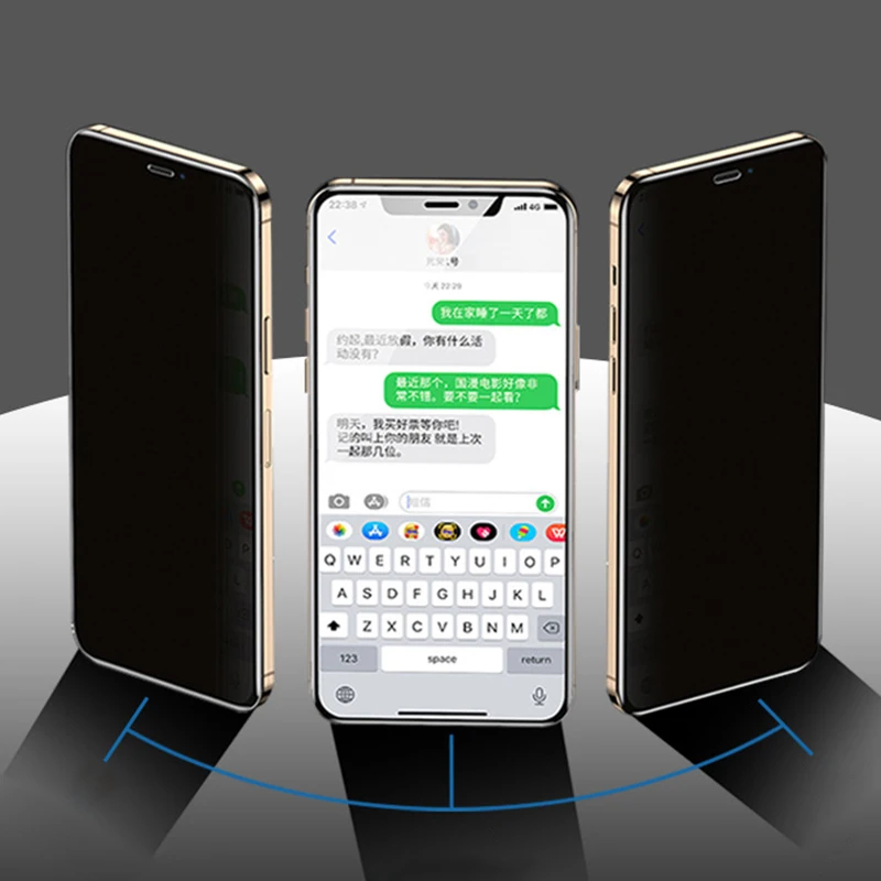 Hot sale Full Cover Anti Spy Privacy Screen Protector for iPhone X XS MAX XR 11 Pro Max 12 6 6S 7 8 Plus 9H Tempered Glass
