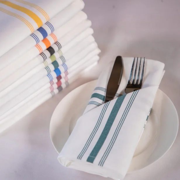 Baby Blue Reversed bistro striped napkin Blue Chambray Stripe Bistro Napkin