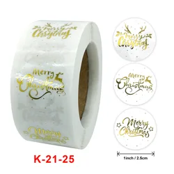 Customized roll transparent hot stamping stickers Christmas stickers holiday gift stickers
