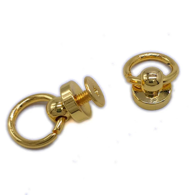 8mm Solid Brass Metal Rivet Stud Chicago Button Stud Screw O Ring Back Rivet for Handbag Leather Garment Rivet