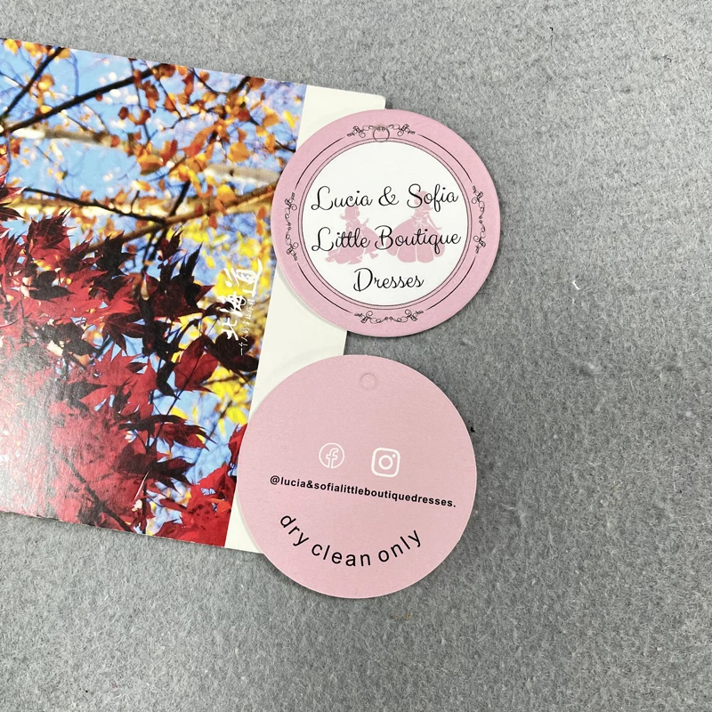 Custom Hang Tags Clothing Small Round Paper Tags For Clothes Hanging Hang Tags With Strings Logo Printed