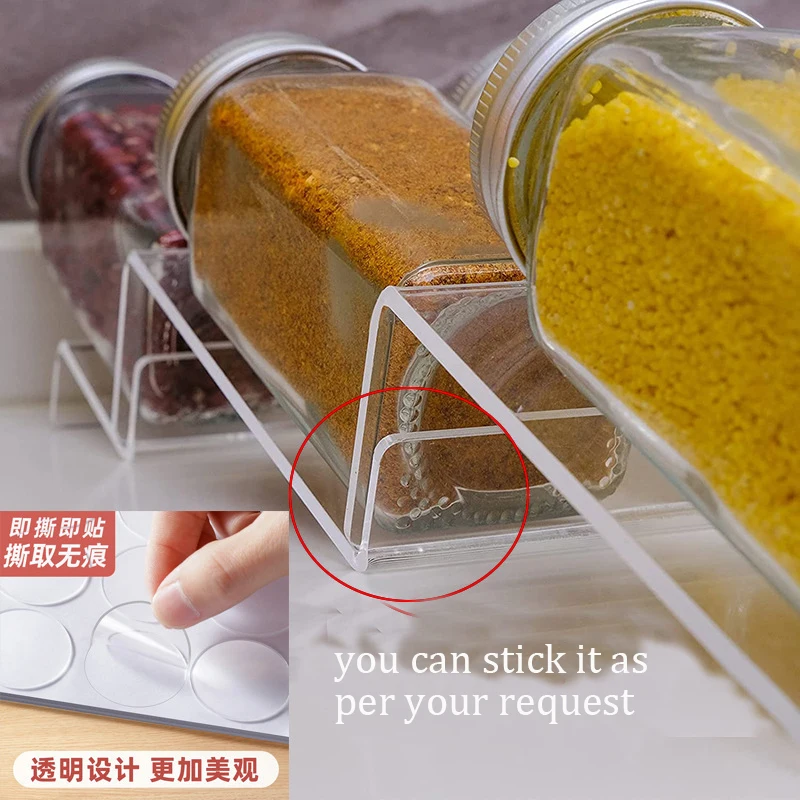 BST Kitchen adjustable 4 tier stacking black transparent acrylic vertical slide out spice rack drawer organizer