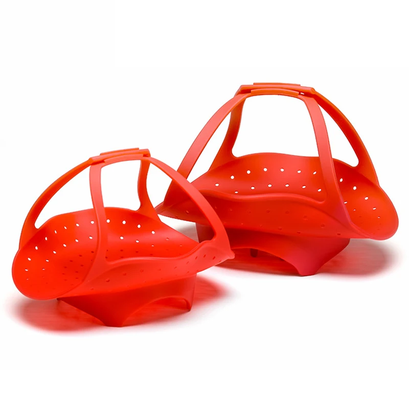 100% Food Grade Flexible Vegetable Food Compatible Silicone Steamer Basket For Pot Pressure Cooker