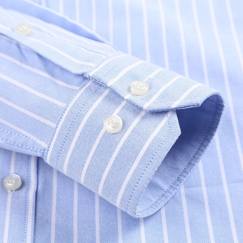 High Quality Long Sleeve Pure Cotton Oxford Stripes Shirts For Men