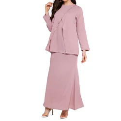 Trendy  Pearl Button Detail Baju Kurung For Women