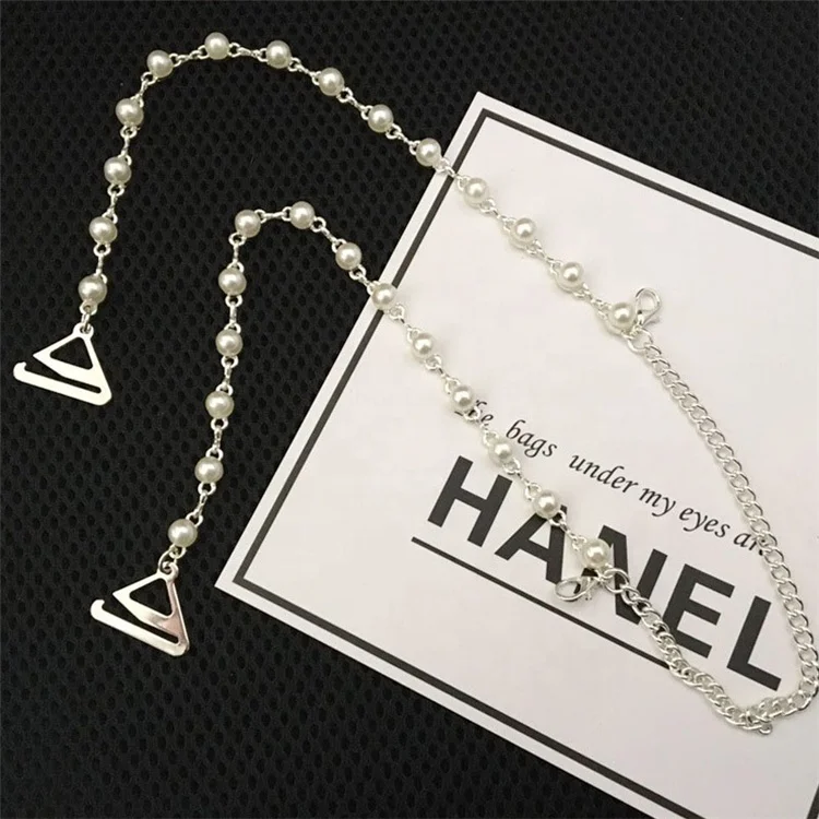 HJR-206 Wholesales Handmade Pearl Beaded Metal Anti-skid Shoulder Exposure Bra Straps