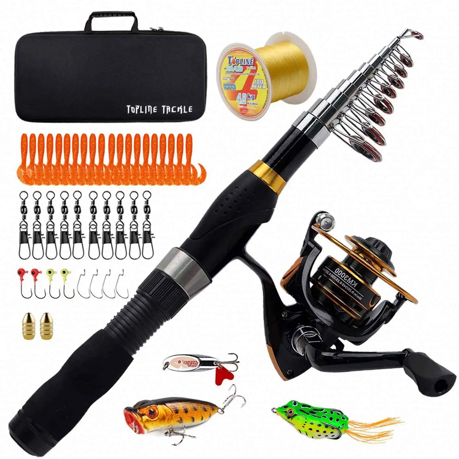 ORJD Telescopic Spinning  Fishing Rod Combo High Quality Fishing Pole Kit Portable Collapsible Fishing Rod And Reel Combo