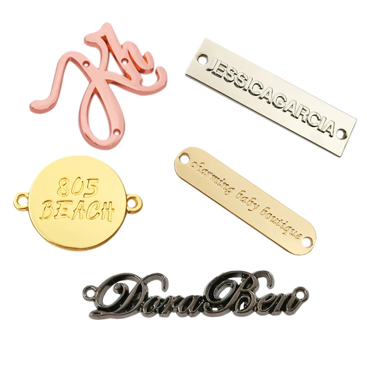 Washable engraved brand logo Custom metal name label tags for clothes