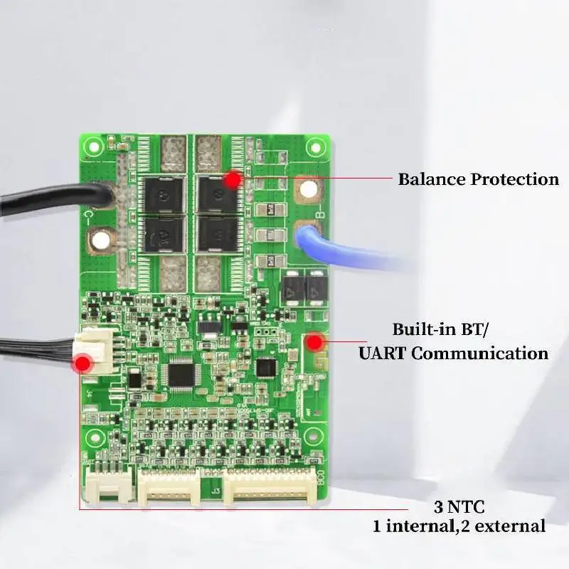JBD Build-in BT 10S 11S 12S 13S 14S 15S 16S 17S LFP NMC 36V 48V 60V Smart BMS 20A 40A 50A 60A 80A 120A Smart BMS with UART