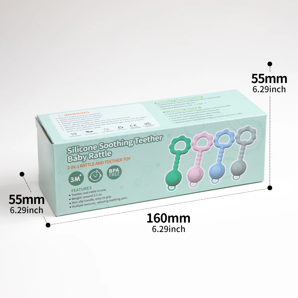 Baby 0-12 Months Food Grade Teething Toys For Babies 0 3 6 9 12 18 Mo Toys Silicone Baby Teething Teethers Toys