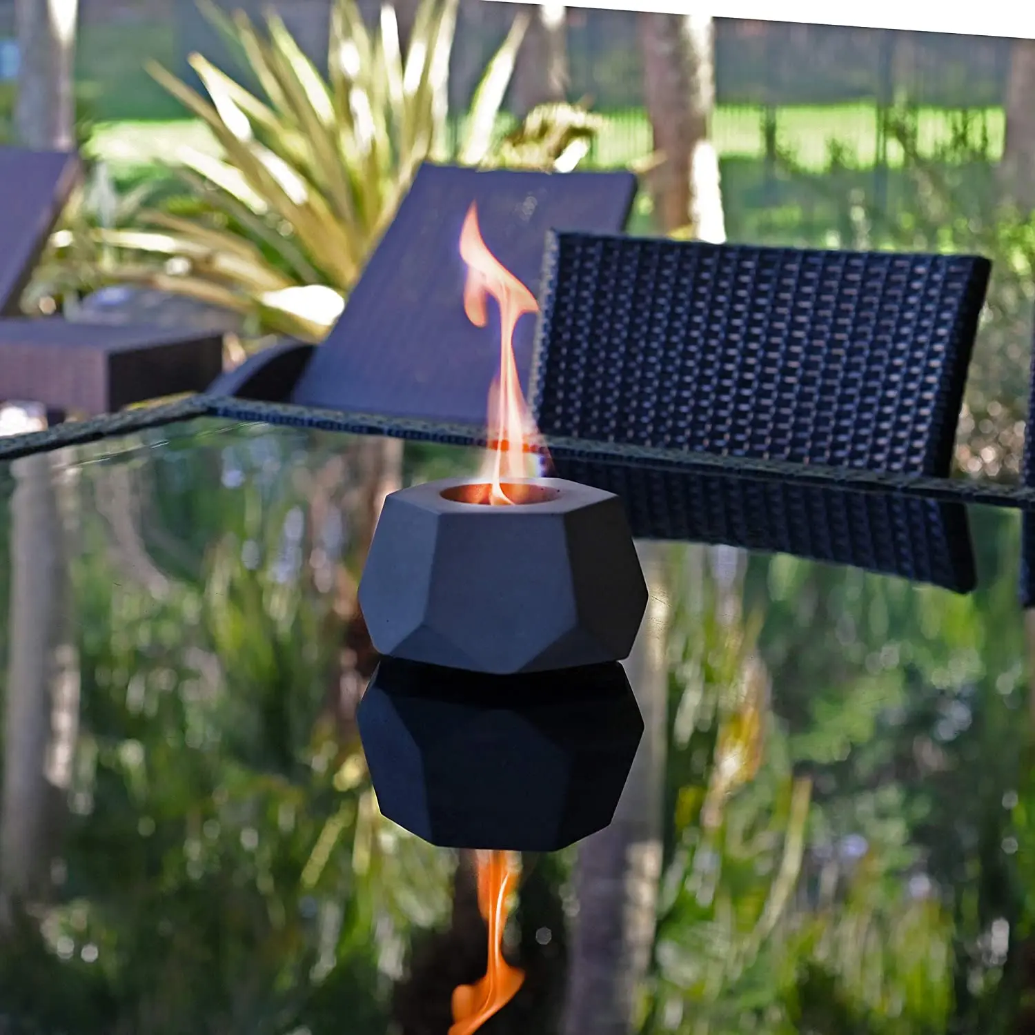 Portable Ethanol Tabletop Fire Pit Smores Maker Mini Personal Fireplace Rubbing Alcohol Concrete Fire Bowl Pot