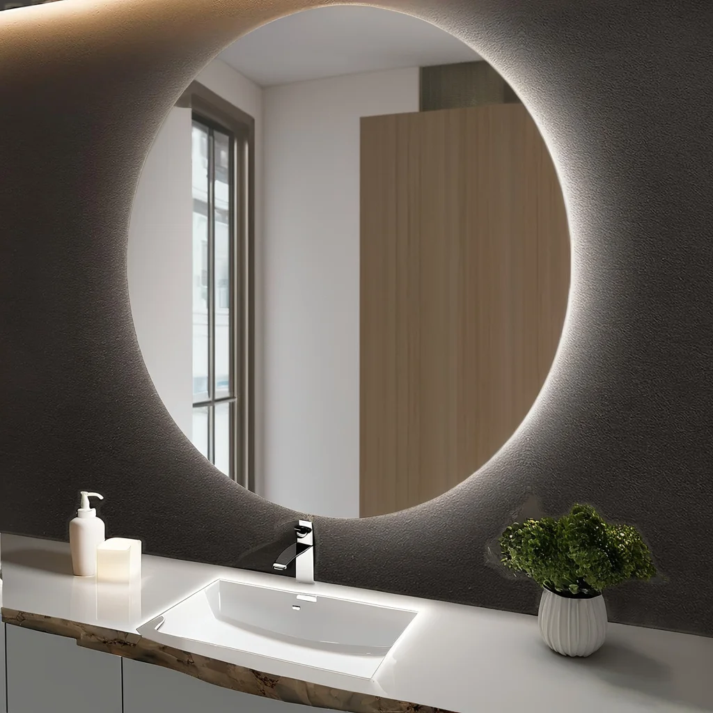 Factory High Quality Modern Circle Defogging Touch Screen Smart LED Mirror for Bathroom Vanity Makeup Decorative LED Mirror