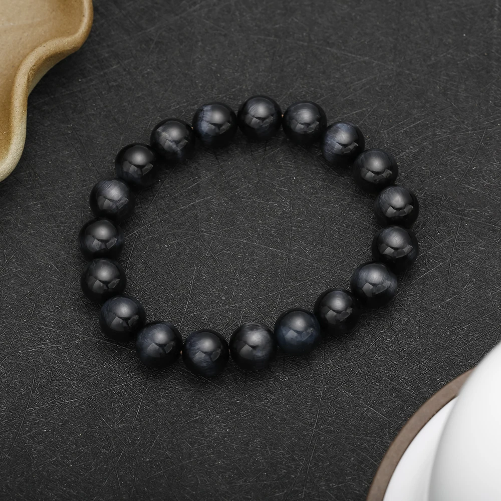 Black Onyx Natural Bracelet Solid Color Minimalist Style Hot Bead Bracelet String