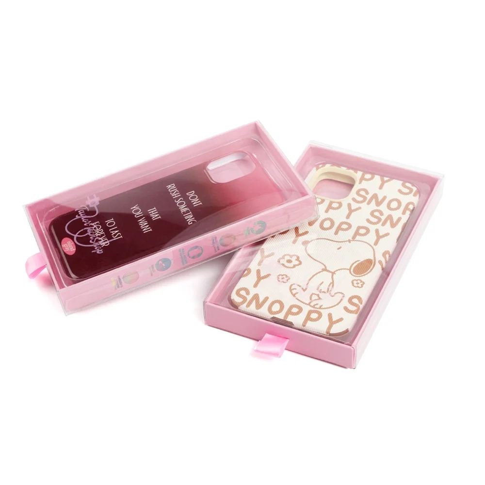 cmyk offset printing free design free sample luxury rigid pink custom mobile phone case packaging drawer box