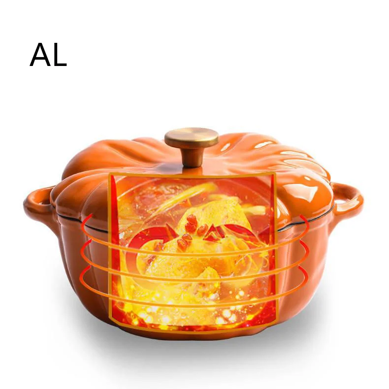 Cast Iron Pot Pumpkin Enamelled Stew Soup Pot Multi-Purpose Healthy Cast Set Iron Cookware sauce pot with Steel Knob