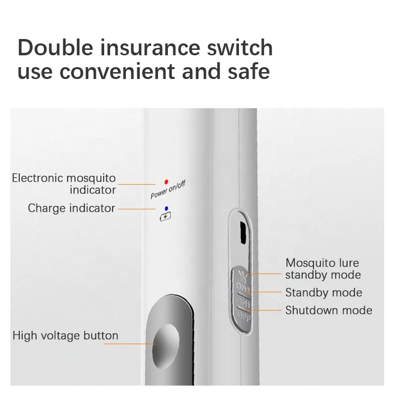 2 In 1 Outdoor Portable Smart Trap Usb Rechargeable Electric Fly Mosquito Killer Racket