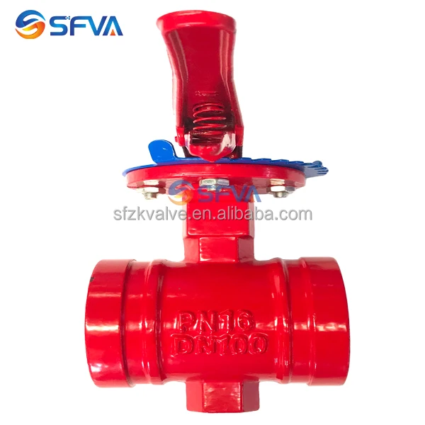 cast iron handle DN100 grooved end butterfly valve