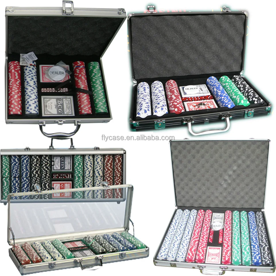 Poker Set ,poker Chip Set In Casino,play Chips Set With Playing Cards Dice And Dealer And Aluminum Case 100-300 Chips Holder