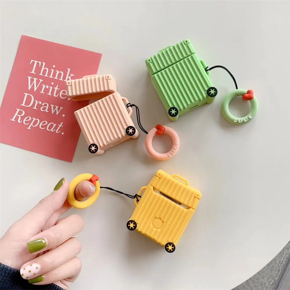 Cheap Earphone Accessories Suitcase Trunk Luggage Colourful Silicon Gel Rubber Protection Case For Airpods