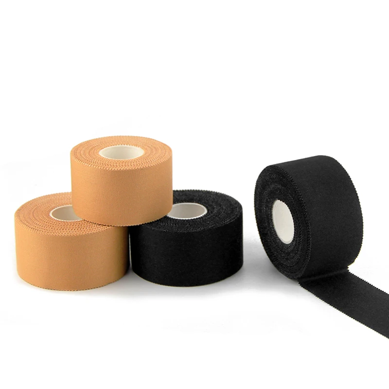 Black Athletic Tape No Sticky Residue & Easy to Tear - for Sports Athletes Trainers as First Aid Injury Wrap Fingers