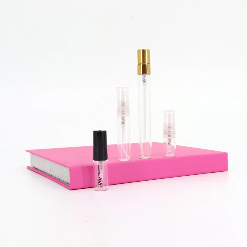 Custom Logo Printing Brand 2ml 3ml 5ml 10ml Thin Glass Perfume Tester Atomizer Bottle Travel Small Perfume Glass Spray Test Vial
