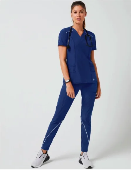 Uniformes Medicos Medical Scrub Navy Short Sleeve Scrub Sets Jogger Scrub Pants And Tops