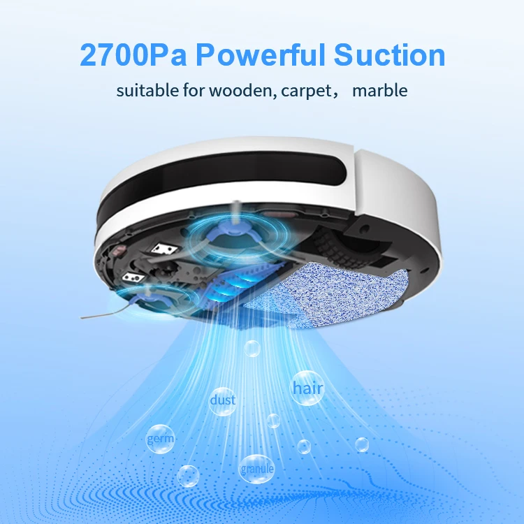 wifi APP control commercial automatic wet steam electric cleaner vacuum mop robot with water tank