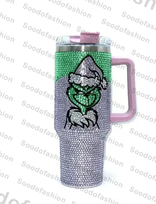 Wholesale High Quality Customizable Christmas Cartoon Student Stainless Steel 40oz Handheld Vacuum Car Cup with Straw