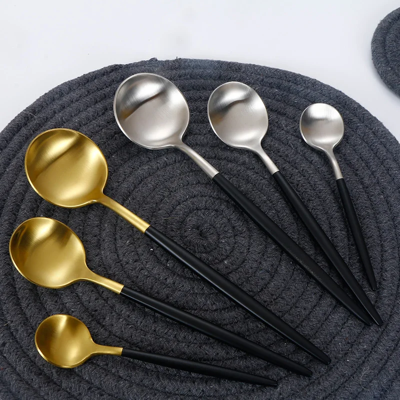 
High quality gold silver matte stainless steel flatware,black cutlery for wedding event restaurant 