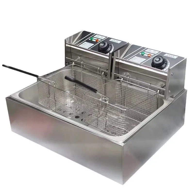 Factory 6L+6L deep fryer Stainless Steel electric 2 Tank 2 Basket Commercial Potato Chip Deep Fryer Chicken Deep Fryer