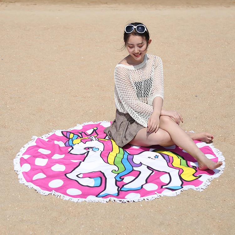 Factory Price Quick Dry Turkish  micro fiber  beach towel custom logo microfiber round beach towel