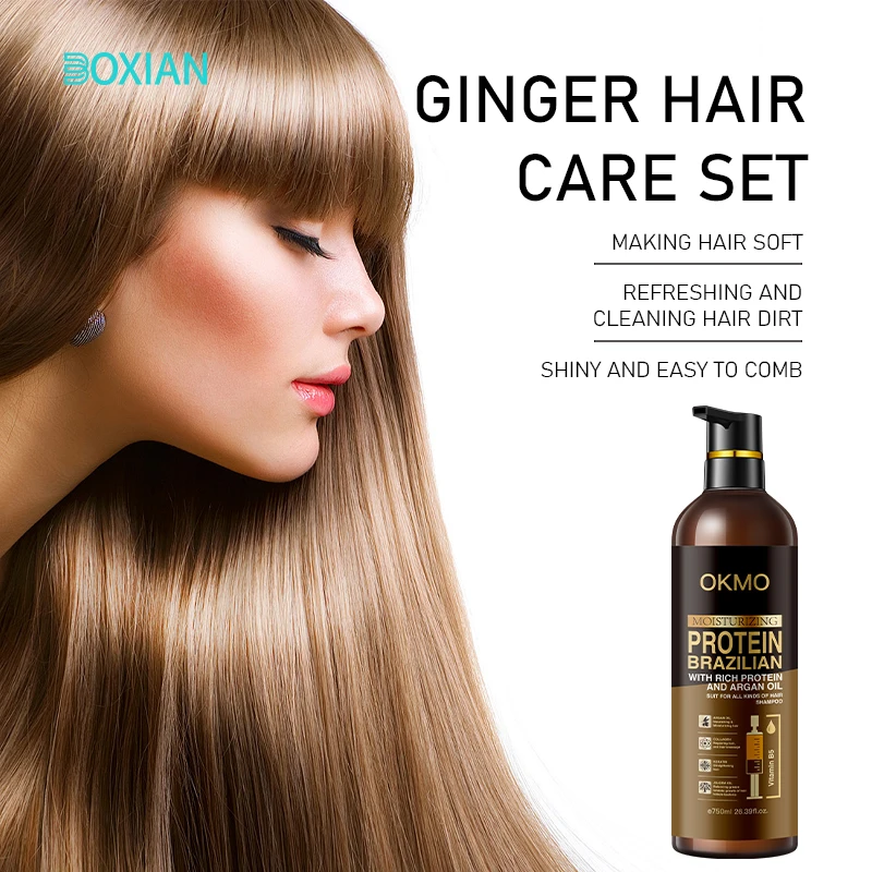 OKMO Best Moisturizing Oil control cleaning hair Smooth hair shampoo soft luster brazilian rich argan oil protein hair shampoo