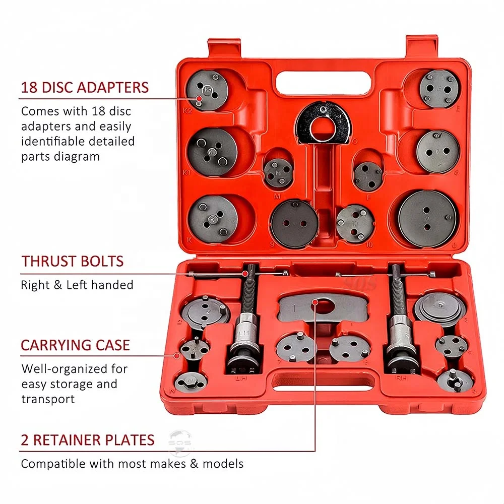 SQS High-Quality 22Pcs Universal Vehicle Tools Brake Caliper Piston Pad Expansion Repair Brake Kit Vehicle Tools Brake Pad Tool