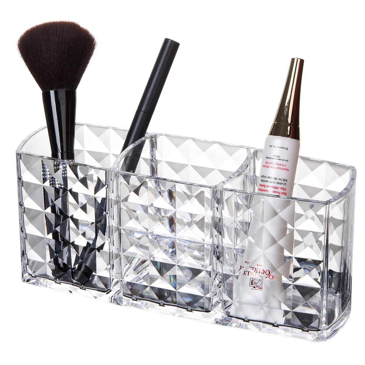 3 Slot Acrylic Clear Makeup Brush Holder Organizer Kitchen Office Desk Organizers Bathroom Pencil Holder for Desk