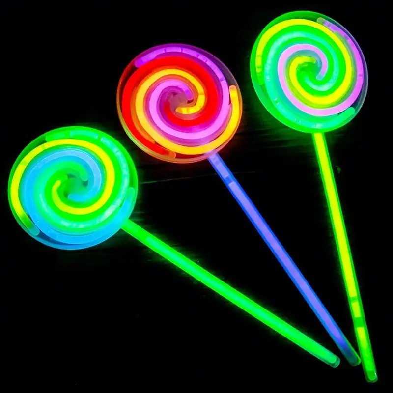 Waterproof Factory Wholesale Mix Color Neon Lollipop Shape Glasses Light Stick Bulk Glow Stick Party Pack For Kids