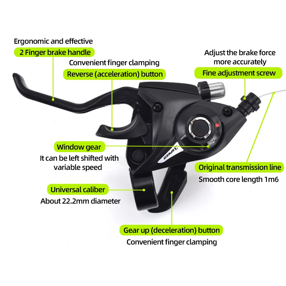 Bicycle 3x7 Speed Shifter for MTB Brake Lever Combo with Inner Shift Cables Bicycle Parts Front Derailleur 3*7/3*8 Black / 350g