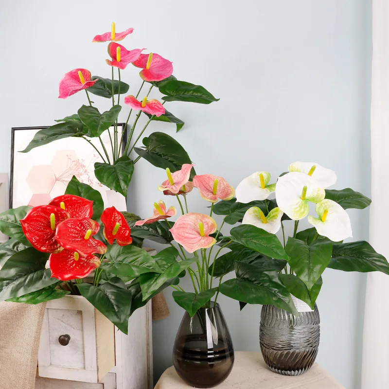 High Simulated green plants  bonsai decor Artificial Greenery Anthurium for Hotel Restaurant Garden Decoration