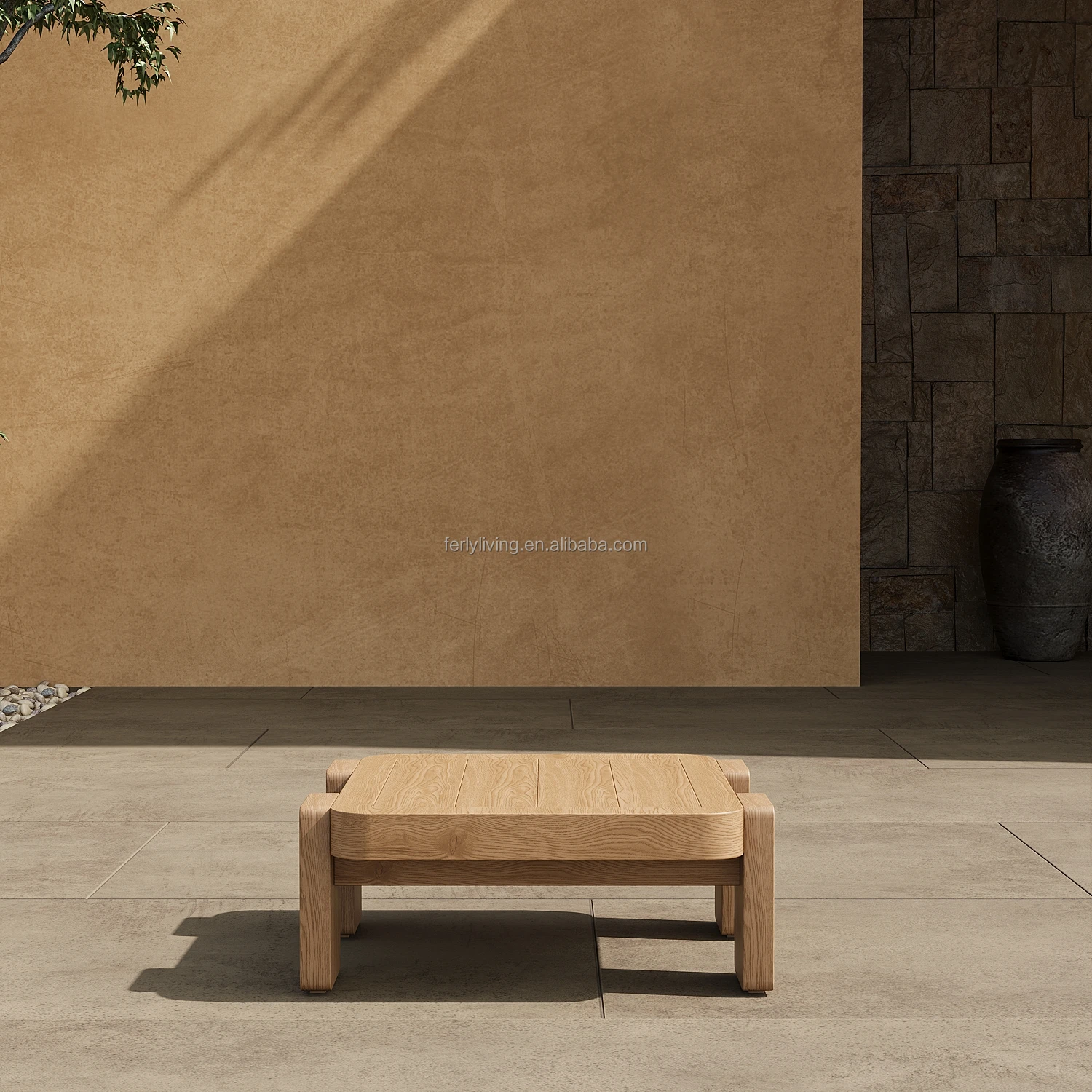 FERLY Modern Customized OEM Solid Wood Teak Outdoor Garden Furniture Side Table Wood Coffee Table For Garden