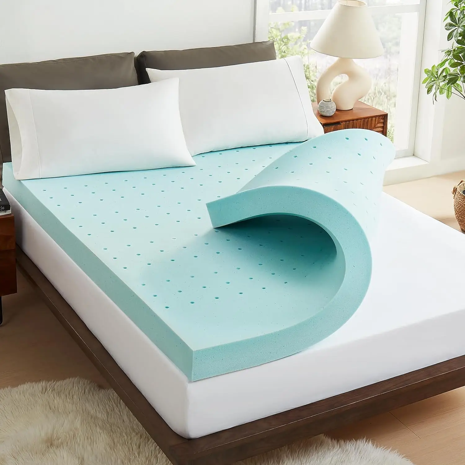 Premium Cooling Gel Ventilated Design Memory Foam Mattress Topper Pad for Back Pain