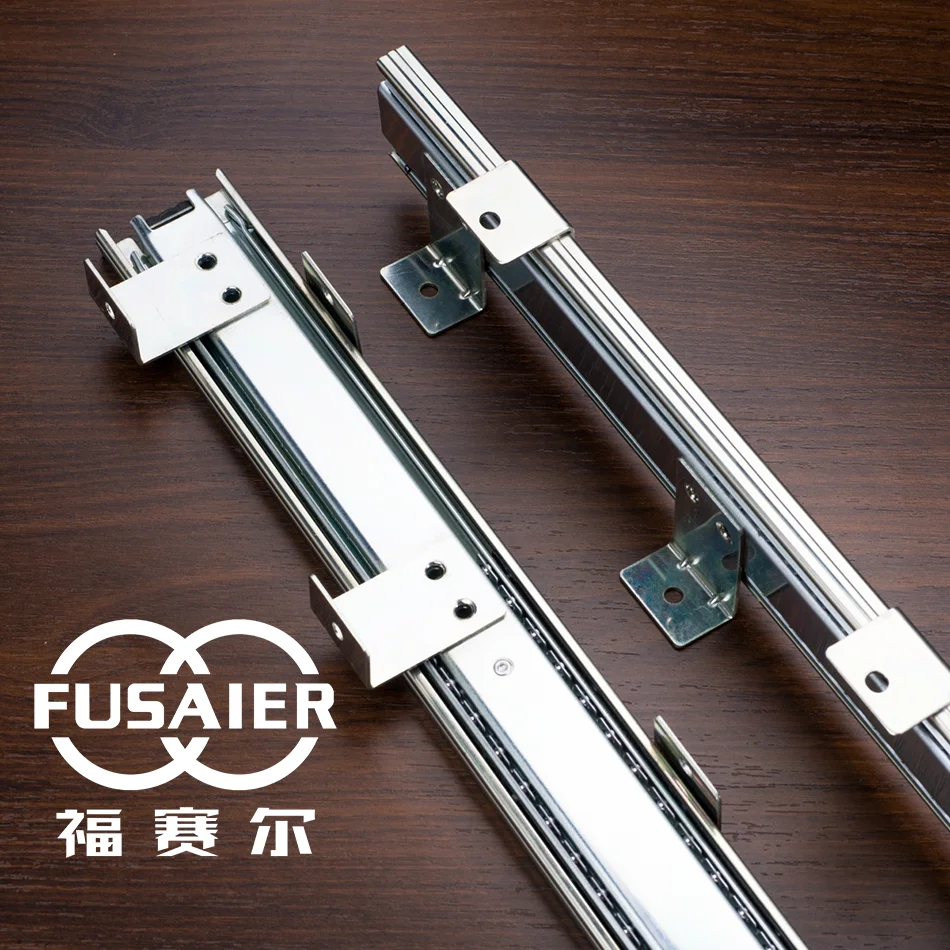 Furniture Cabinet Hardware Full Extension Telescopic Wardrobe Rails 100LB Ball Bearing Drawer Sliders Rails With  L Board
