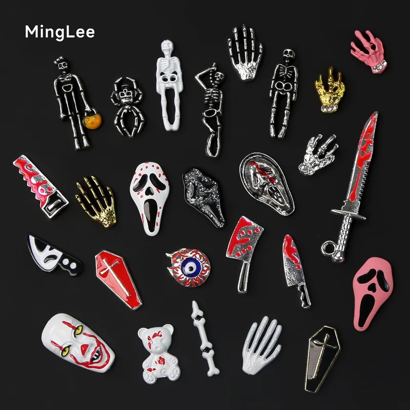 MingLee Horror Nail Art Decoration High Quality Material Metal Alloy Material Durable Unique Halloween Nail Decorations charms