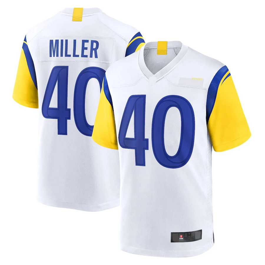 RAMSS Team Uniforms Custom Stitched Football Jerseys Set Embroidery MILLERSS #40  American Football Jersey Shirt for Men  Kids