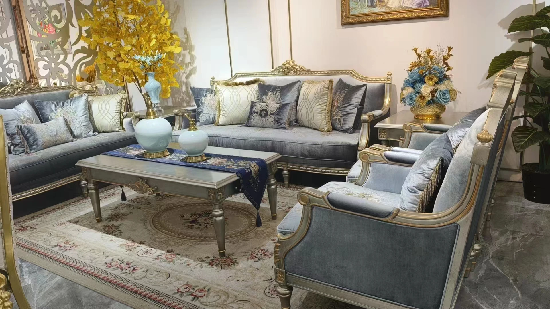 New design Sofa Living Room furniture set Solid Wood Genuine leather Living Room Sofas classic sofa set