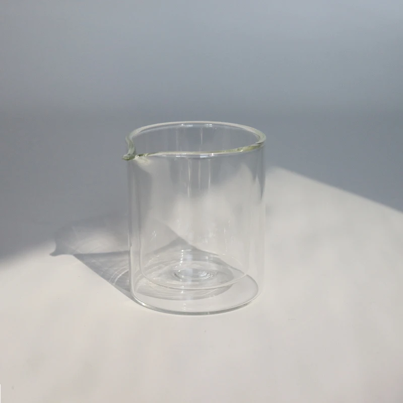 Hot Style Competitive Price 210ml Transparent Empty Double Wall Glass Massage Candle Jar Container With Spout and Box