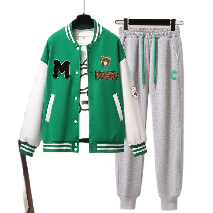Direct Wholesale Customized Student Casual Sports Cotton School Uniform Baseball Jacket Set