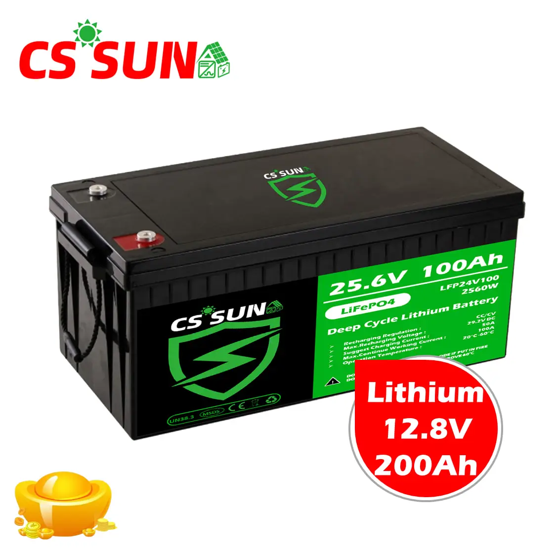 Аккумулятор CSSUN 12 8 в 200ah высокая температура LiFePO4 для аварийной системы UPS замена освещения VRLA Free OEM cal