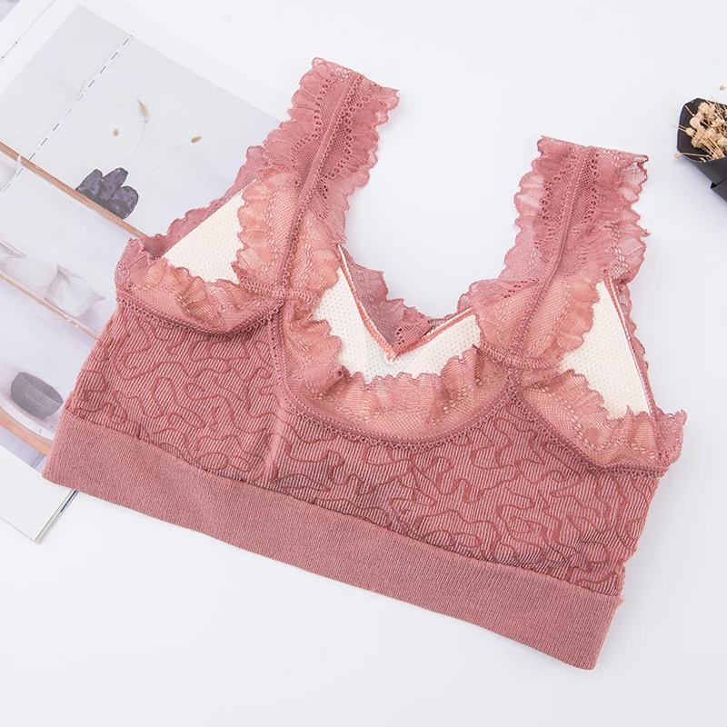 Женский цветочный кружевной эластичный укороченный топ с бабочками без косточек бюстгальтер с запахом на груди
