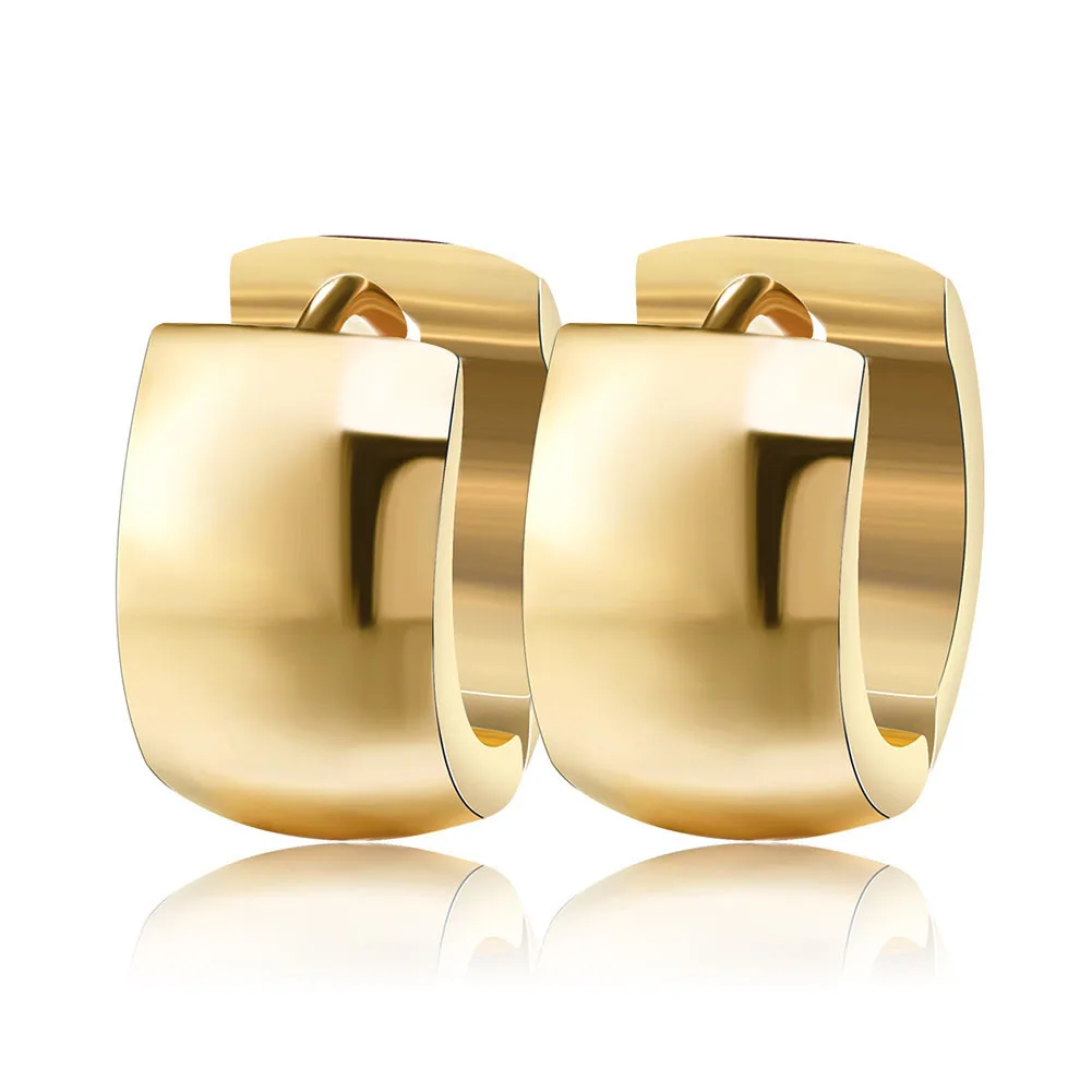 chunky 7*9MM Width Men Women Stainless Steel Rock Pierced Earrings Round Hoop Minimum Gold Earrings 2023 Trend Jewels 2